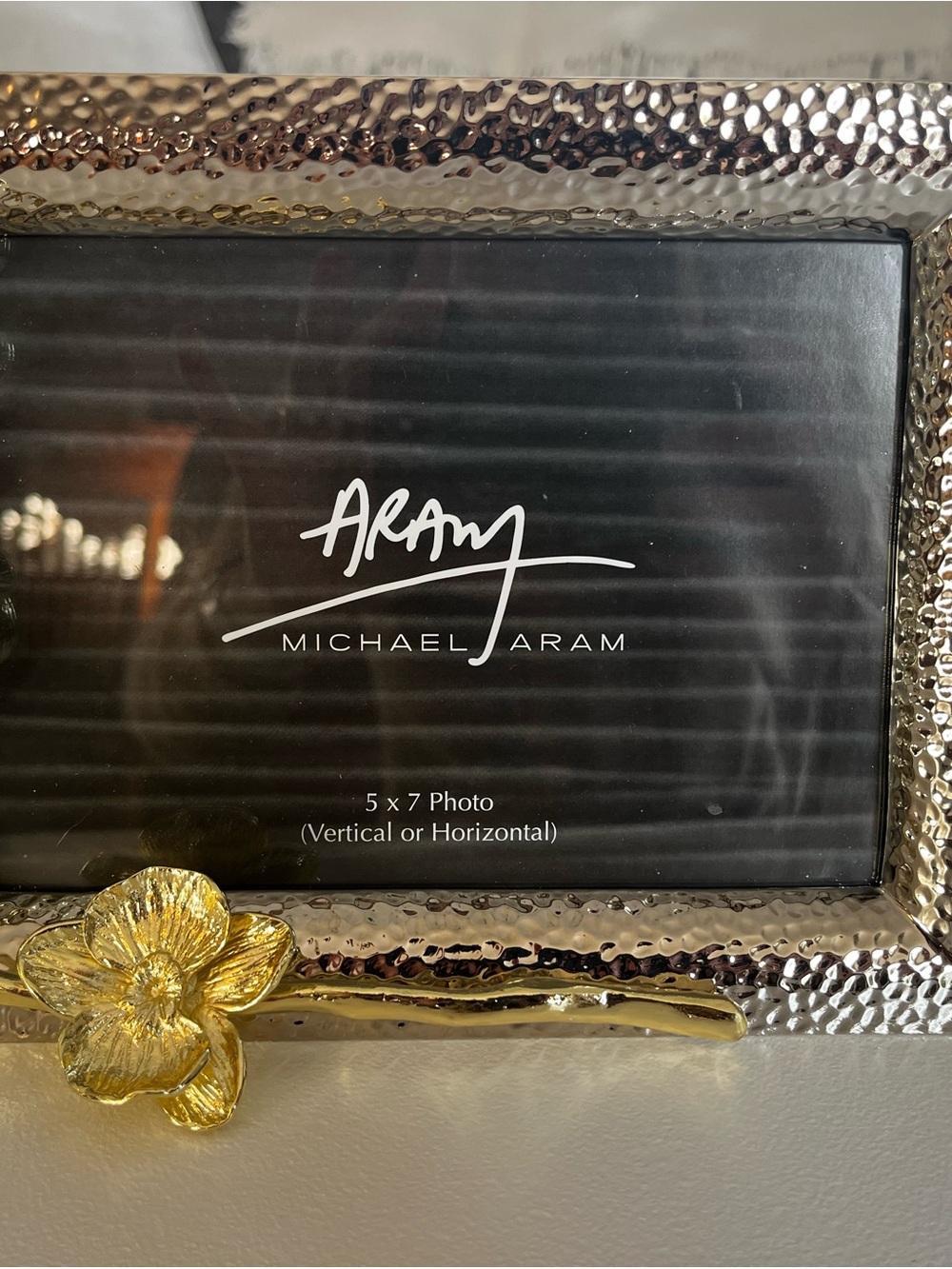 Michael Aram Silver & Gold Hammered Flower Photo Frame
